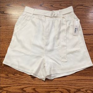 Bishop + Young white high waisted shorts with belt